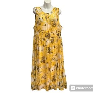 Simply Vera Women XL Sleeveless Floral Sheer Slip Lined Midi Dress Cottage Core.